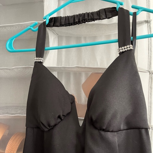 Black Formal Gown with Jewelry Detail - Picture 3 of 4